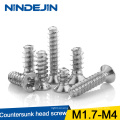 Stainless Steel SS304 M1.7 M2 M2.6 M3 M4 Cross Recessed Phillips Self-tapping Screw Countersunk Flat Head Self Tapping Screw